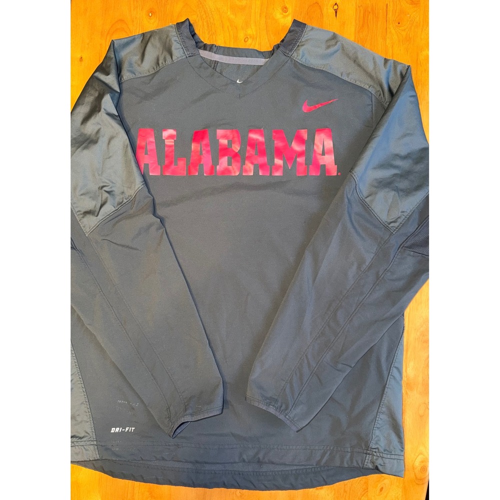 Nike Alabama Crimson Tide Dri-FIT Training Mens Large Gray Long Sleeve 527t